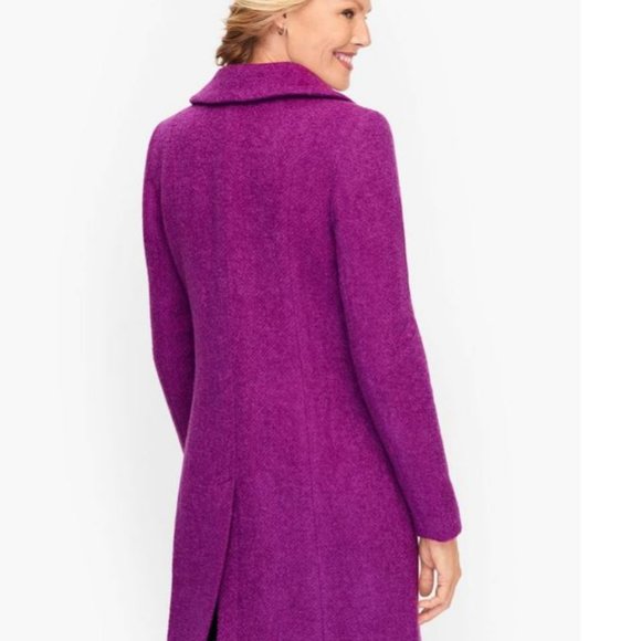 TALBOTS NWT SMALL BRIGHT PURPLE BOUCLE COAT WITH FAUX FUR COLLAR! - Picture 4 of 13